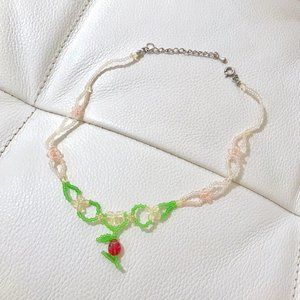 NEW Woodland Fairy Floral Necklace with Ladybug
